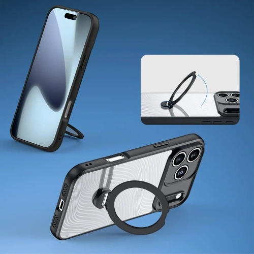 Etui Dux Ducis Aimo Mag z pierścieniem magnetycznym i podstawką do Apple iPhone 17 Pro Max czarne