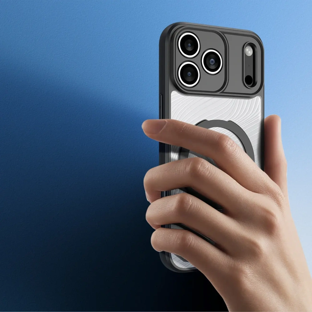 Etui Dux Ducis Aimo Mag z pierścieniem magnetycznym i podstawką do Apple iPhone 17 Pro Max czarne