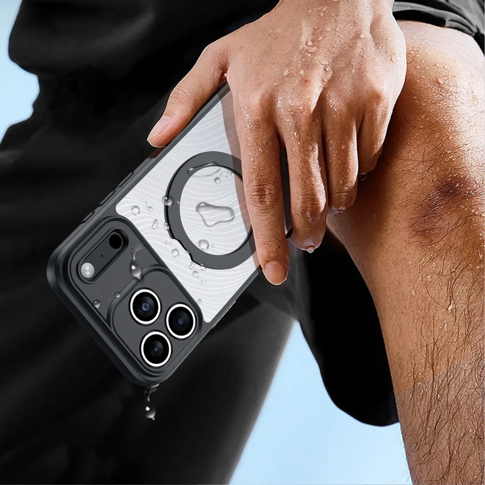 Etui Dux Ducis Aimo Mag z pierścieniem magnetycznym i podstawką do Apple iPhone 17 Pro Max czarne