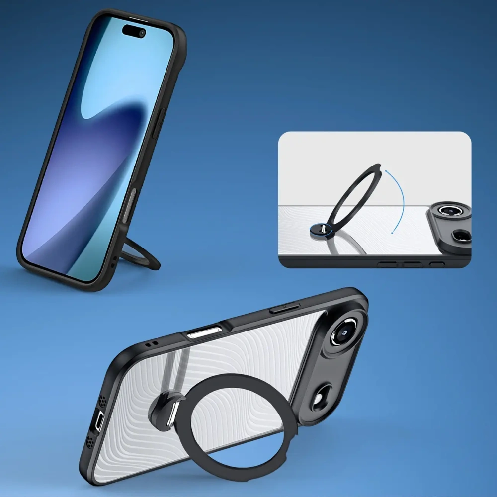 Etui Dux Ducis Aimo Mag z pierścieniem magnetycznym i podstawką do Apple iPhone Air czarne