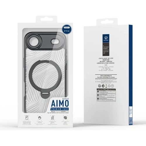 Etui Dux Ducis Aimo Mag z pierścieniem magnetycznym i podstawką do Apple iPhone 17 Air czarne
