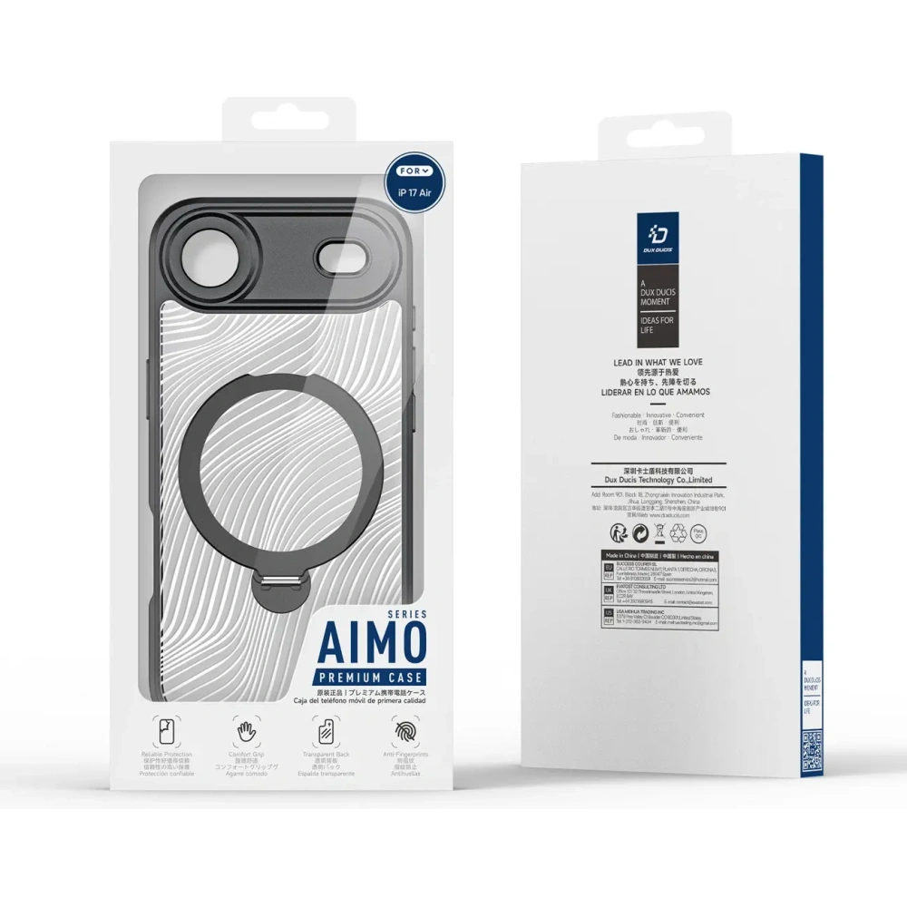 Etui Dux Ducis Aimo Mag z pierścieniem magnetycznym i podstawką do Apple iPhone Air czarne