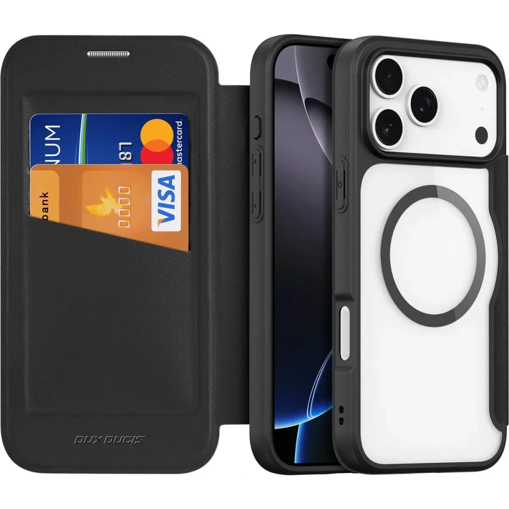 Etui z klapką Dux Ducis Skin X Pro MagSafe do Apple iPhone 17 Pro czarne