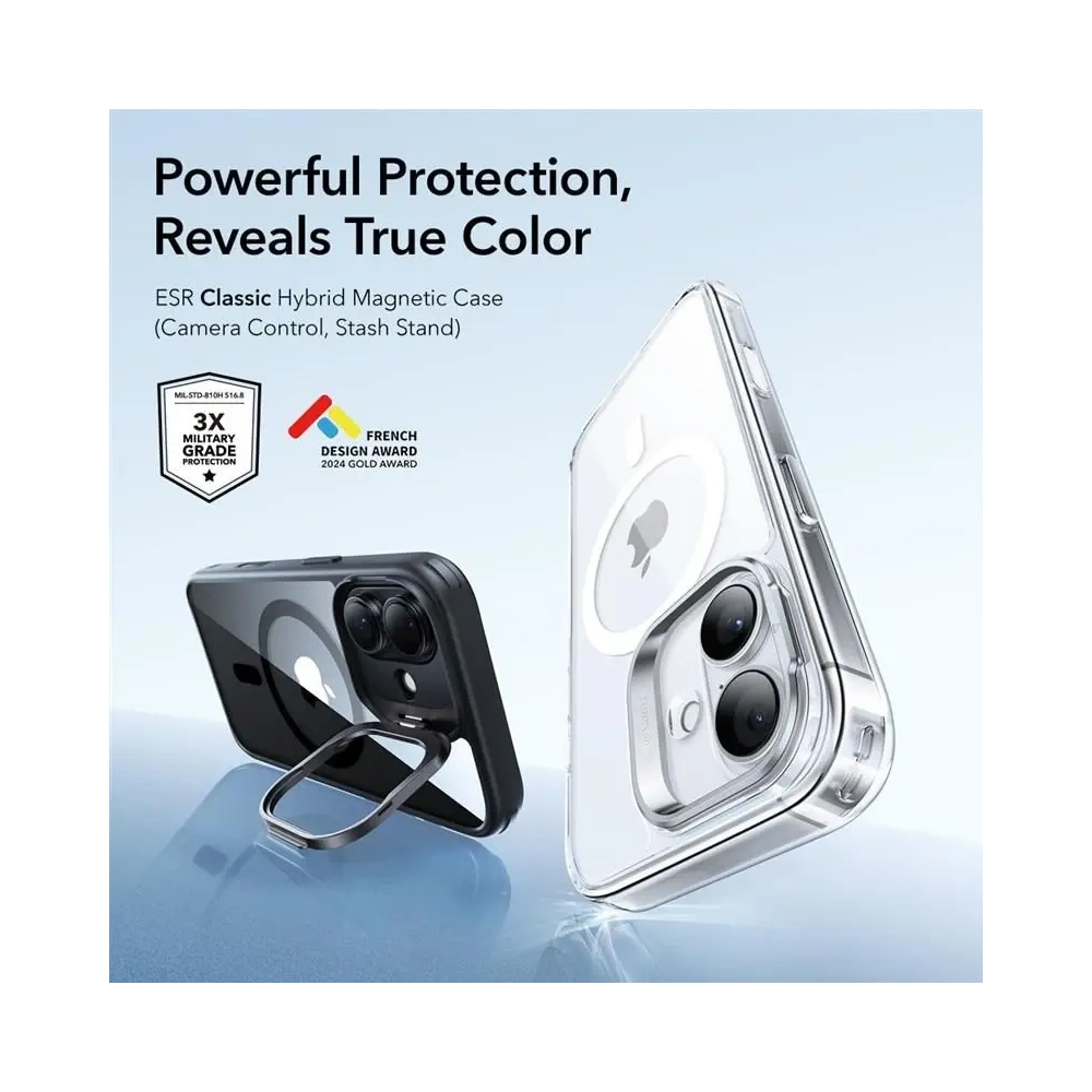 Etui ESR Classic Hybrid Kickstand MagSafe do Apple iPhone 17 Clear/black