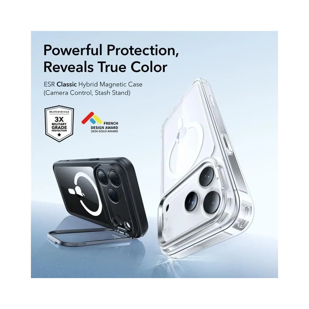 Etui ESR Classic Hybrid Kickstand MagSafe do Apple iPhone 17 Pro Clear/black