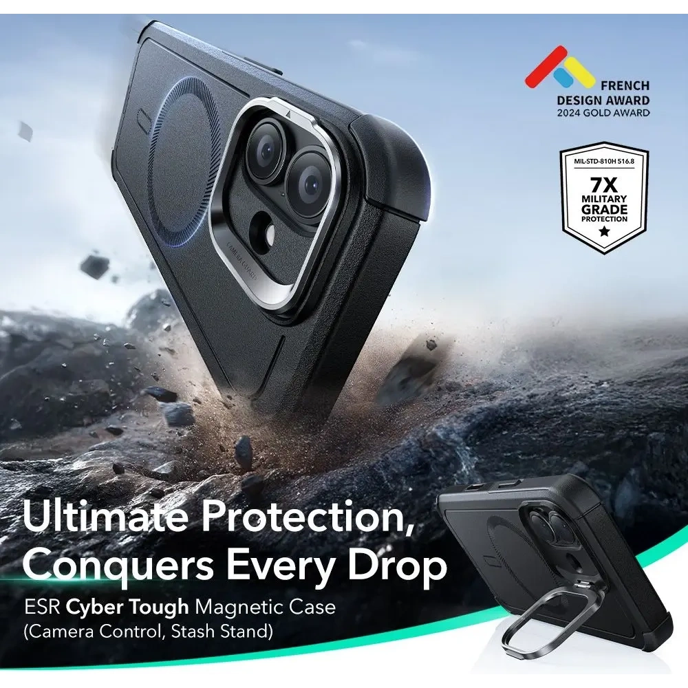 Etui ESR Cyber Kickstand MagSafe do Apple iPhone 17 Black