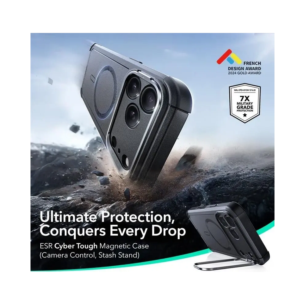 Etui ESR Cyber Kickstand MagSafe do Apple iPhone 17 Pro Max Black