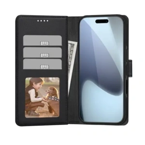 Etui z klapką Tech-protect Wallet MagSafe do Apple iPhone 17 Air Matte Black
