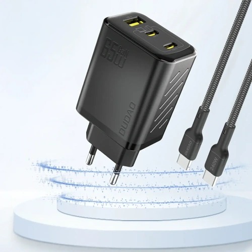 Ładowarka sieciowa Dudao A29 65W GaN 2xUSB-C, USB-A czarna