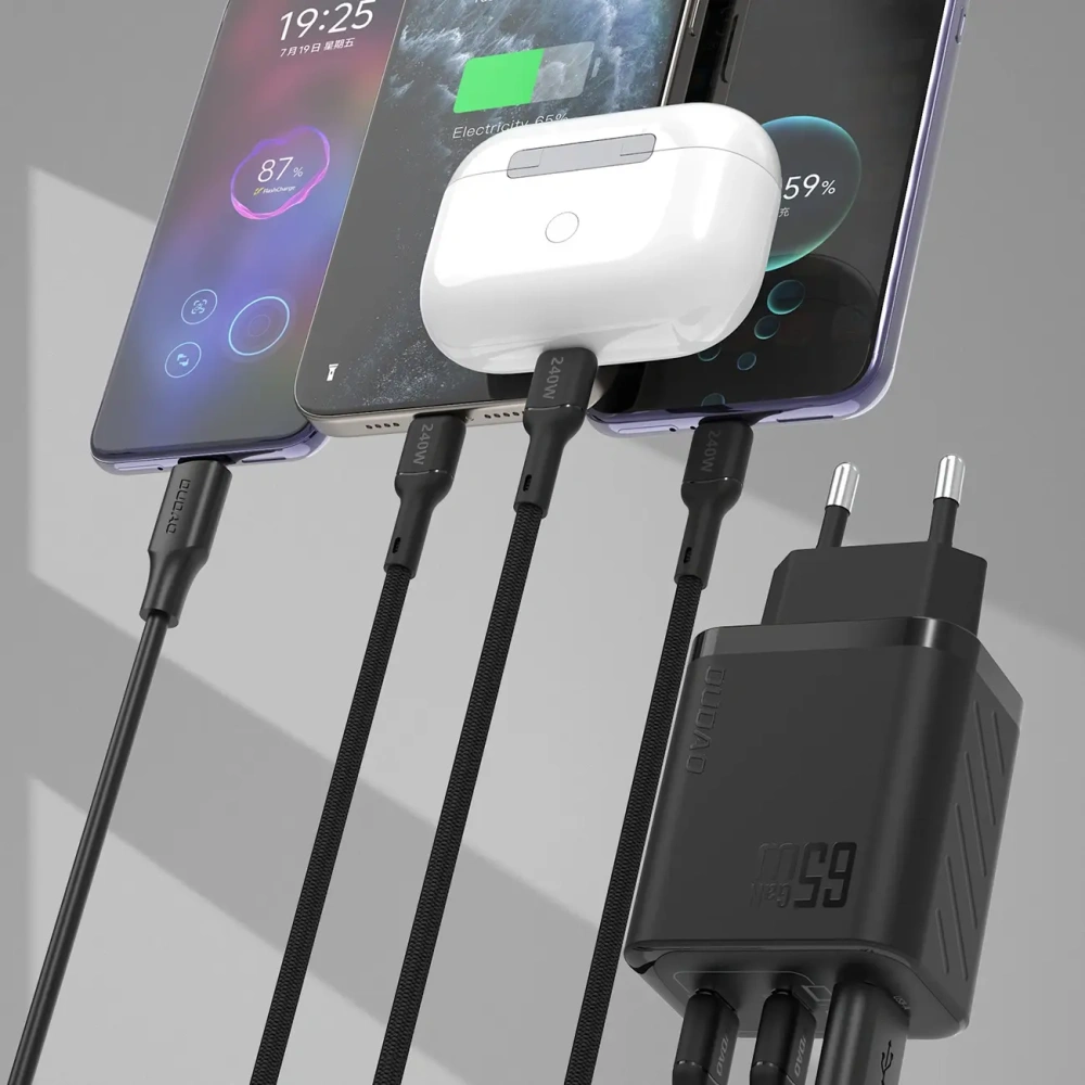 Ładowarka sieciowa Dudao A29 65W GaN 2xUSB-C, USB-A czarna
