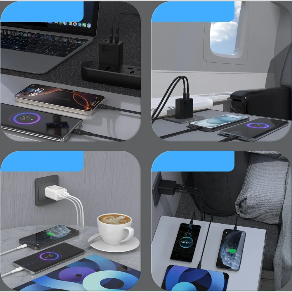 Ładowarka sieciowa Dudao A29 65W GaN 2xUSB-C, USB-A czarna