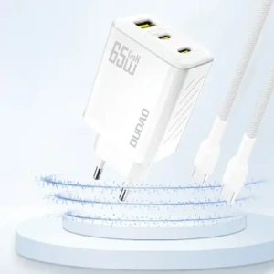 Ładowarka sieciowa Dudao A29 65W GaN 2xUSB-C, USB-A biała