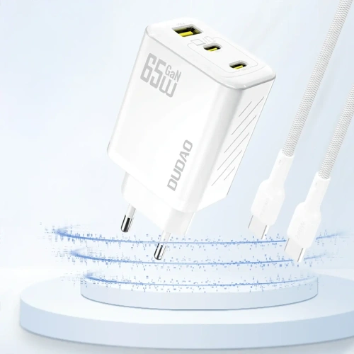 Ładowarka sieciowa Dudao A29 65W GaN 2xUSB-C, USB-A biała