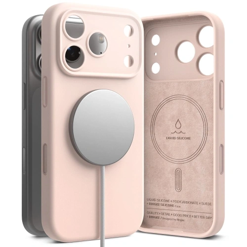 Etui Ringke Silicone Magnetic MagSafe do Apple iPhone 17 Pro Pink Sand