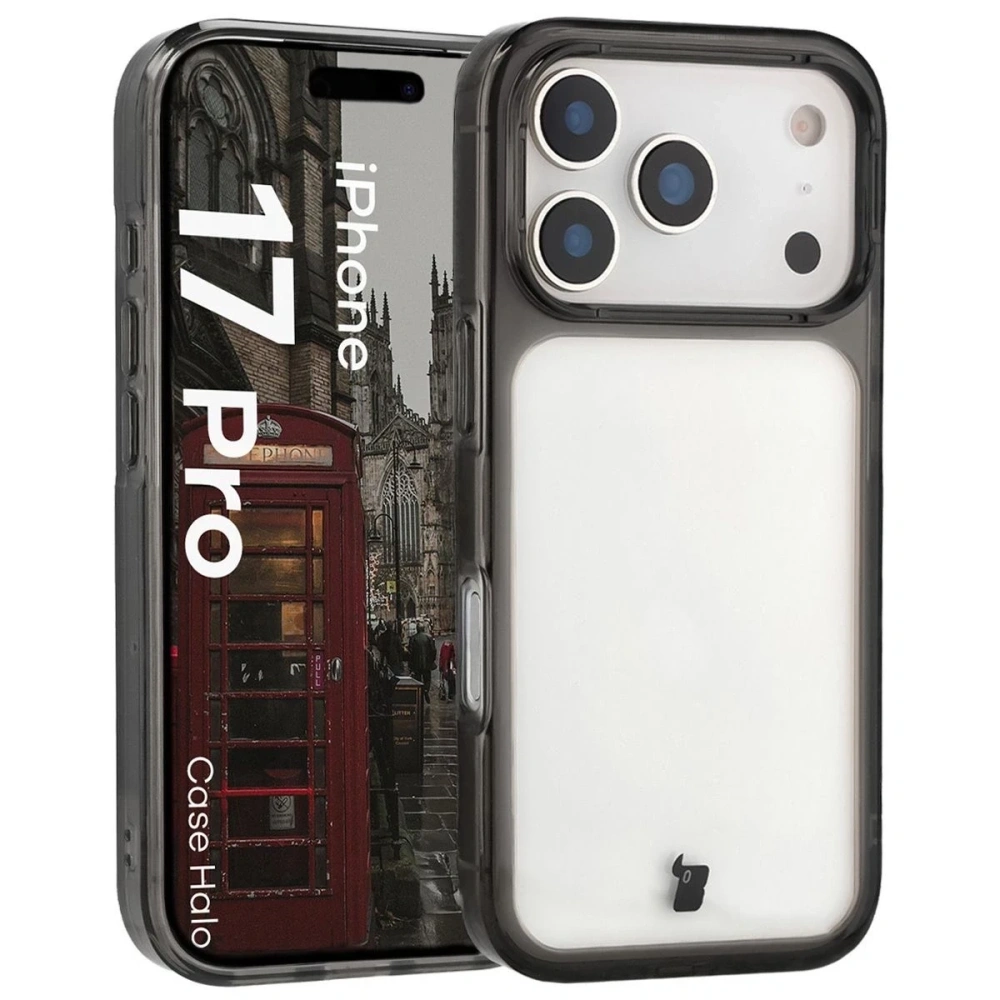 Etui Bizon Case Halo do Apple iPhone 17 Pro przydymione-czarne