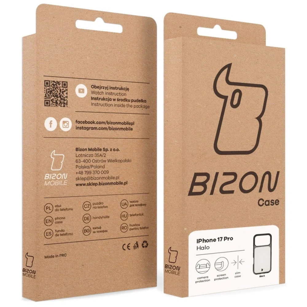 Etui Bizon Case Halo do Apple iPhone 17 Pro przydymione-czarne