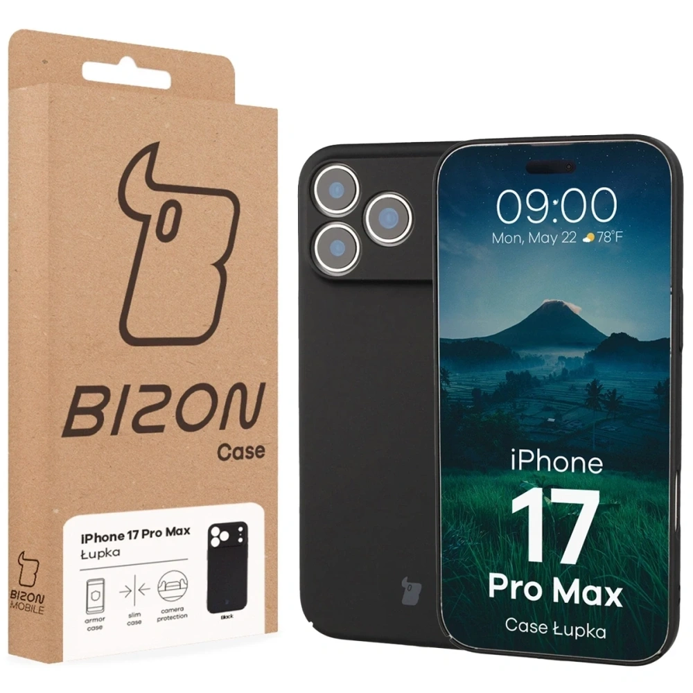 Etui Bizon Case Łupka do Apple iPhone 17 Pro Max czarne