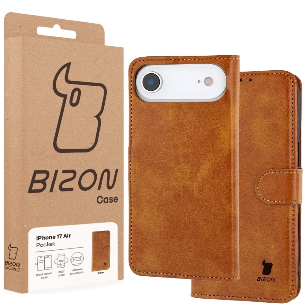 Etui z klapką Bizon Case Pocket do Apple iPhone Air brązowe