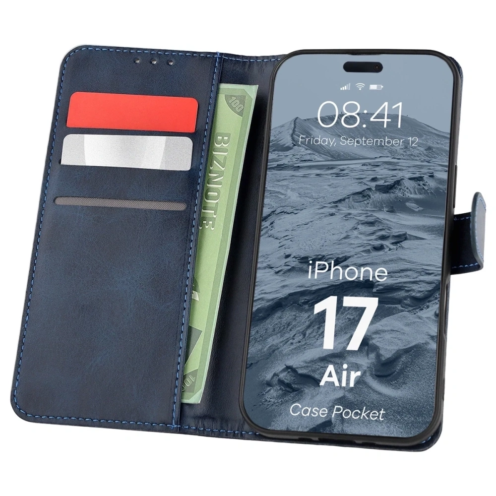 Etui z klapką Bizon Case Pocket do Apple iPhone Air granatowe