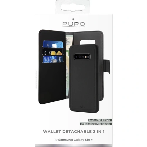 Kup Samsung PURO Geldbörse Abnehmbare 2-in-1 Hülle Galaxy S10+ Plus (schwarz) - PUR019BLK - {ean13} - Sklep Home Screen