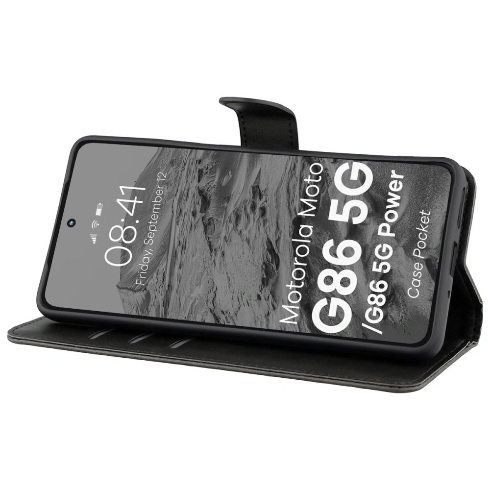 Etui z klapką Bizon Case Pocket do Motorola Moto G86 5G / G86 Power 5G czarne