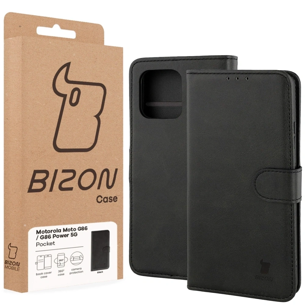 Etui z klapką Bizon Case Pocket do Motorola Moto G86 5G / G86 Power 5G czarne