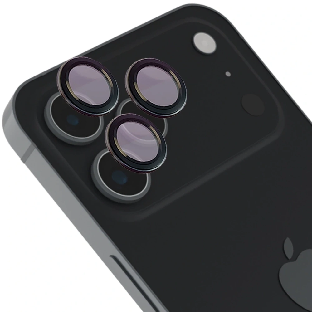 Szkło na aparat z aplikatorem Bizon Glass Snap Lens do Apple iPhone 17 Pro / 17 Pro Max czarna ramka