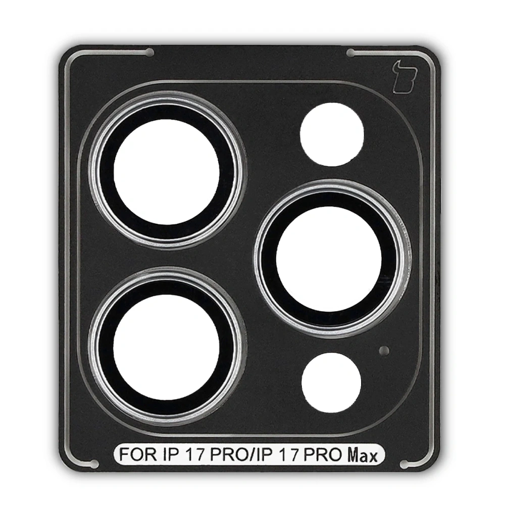 Szkło na aparat z aplikatorem Bizon Glass Snap Lens do Apple iPhone 17 Pro / 17 Pro Max czarna ramka