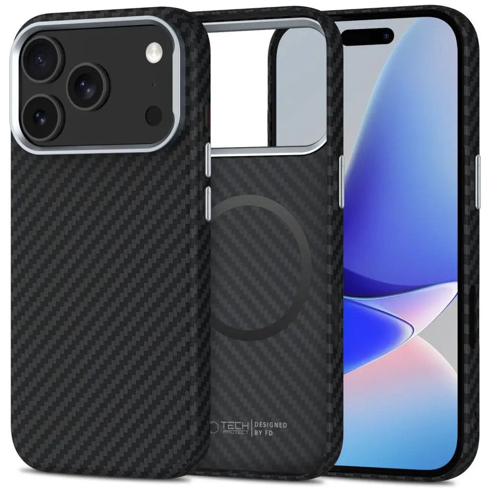 Etui Tech-Protect Ion Carbon MagSafe do Apple iPhone 17 Pro Max Black/silver