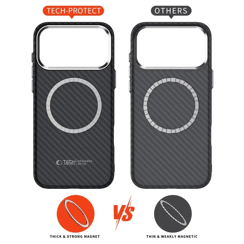 Etui Tech-Protect Ion Carbon MagSafe do Apple iPhone 17 Pro Max Black/silver