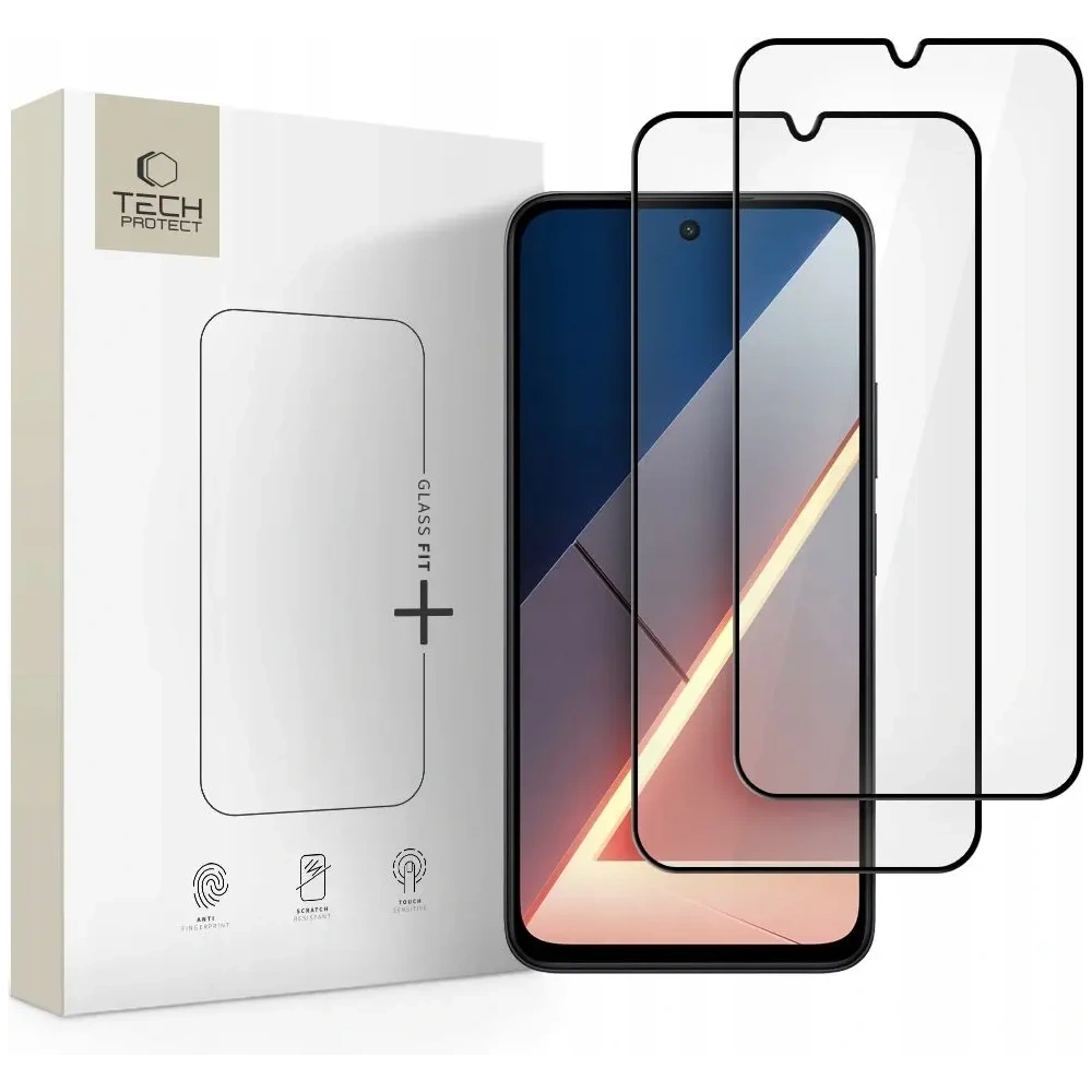 Szkło hartowane Tech-Protect Glass Fit+ do Xiaomi Poco M7 Black [2 PACK]