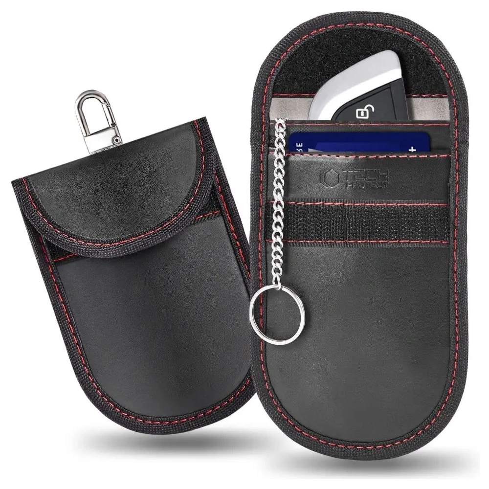 Klatka Faradaya Tech-Protect KLR100 Pouch Keyless RFID Signal Blocker Case Black/red