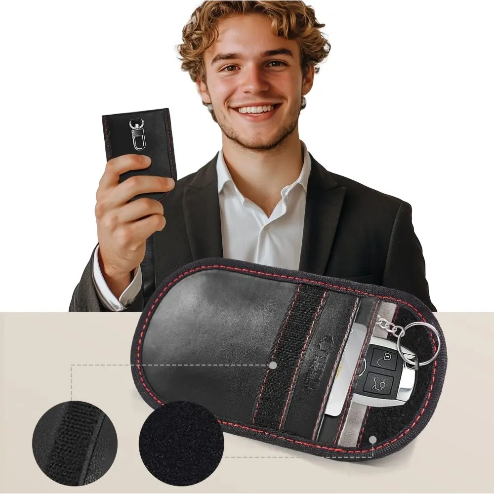 Klatka Faradaya Tech-Protect KLR100 Pouch Keyless RFID Signal Blocker Case Black/red