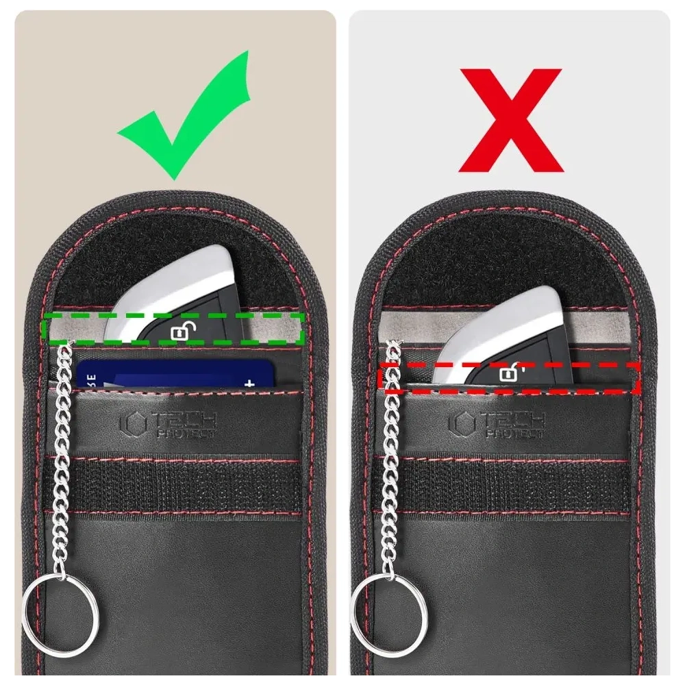 Klatka Faradaya Tech-Protect KLR100 Pouch Keyless RFID Signal Blocker Case Black/red