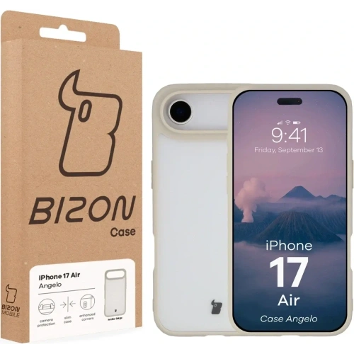 Etui Bizon Case Angelo do Apple iPhone 17 Air półprzezroczyste z beżową ramką