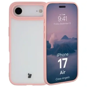 Etui Bizon Case Angelo do Apple iPhone 17 Air półprzezroczyste z jasnoróżową ramką