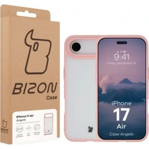 Etui Bizon Case Angelo do Apple iPhone 17 Air półprzezroczyste z jasnoróżową ramką