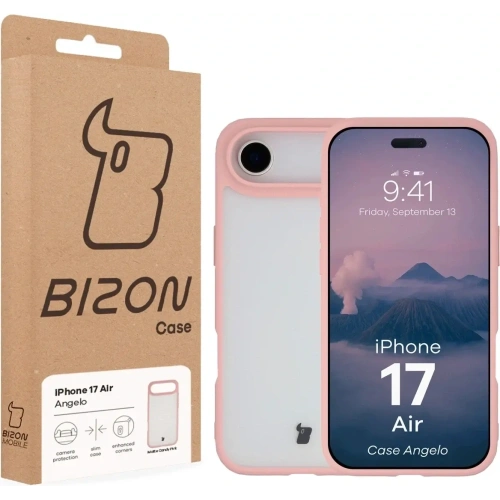 Etui Bizon Case Angelo do Apple iPhone 17 Air półprzezroczyste z jasnoróżową ramką