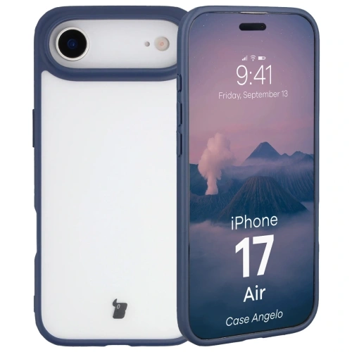 Etui Bizon Case Angelo do Apple iPhone 17 Air półprzezroczyste z granatową ramką