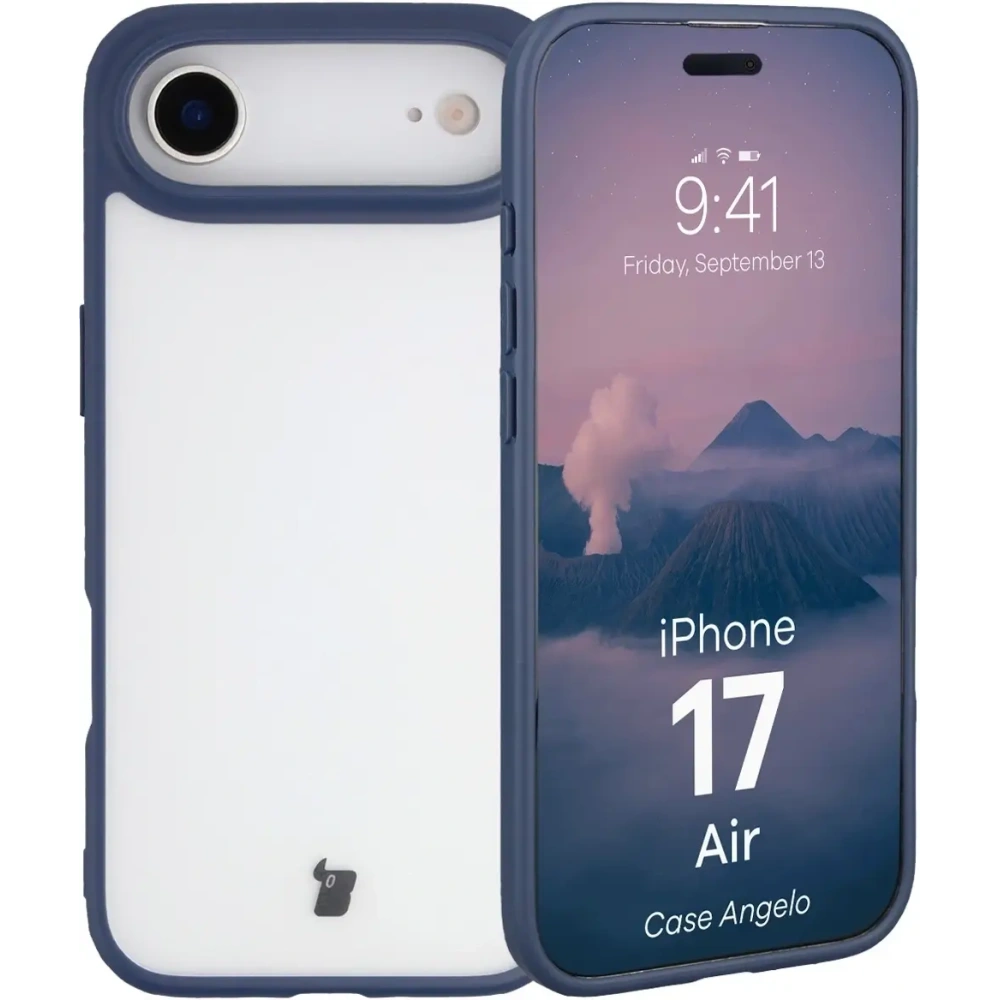 Etui Bizon Case Angelo do Apple iPhone Air półprzezroczyste z granatową ramką