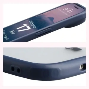 Etui Bizon Case Angelo do Apple iPhone 17 Air półprzezroczyste z granatową ramką