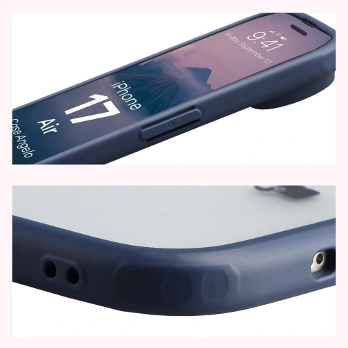 Etui Bizon Case Angelo do Apple iPhone 17 Air półprzezroczyste z granatową ramką