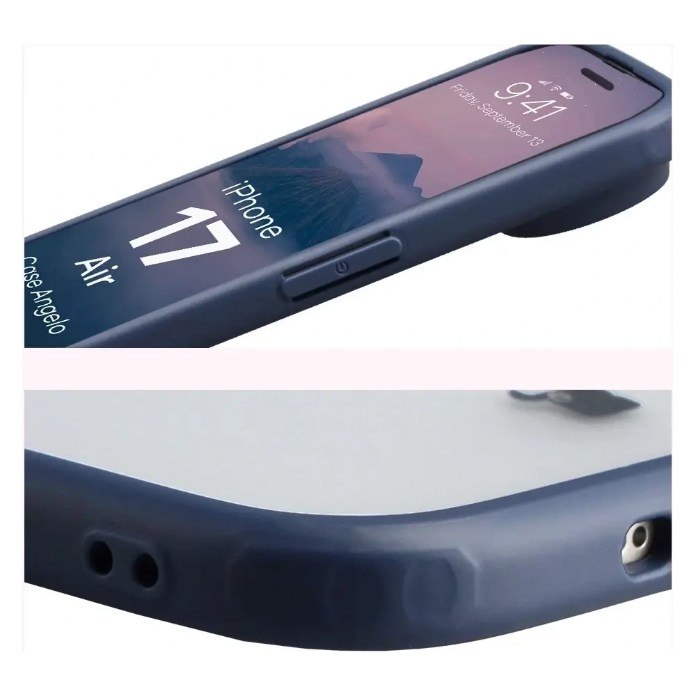 Etui Bizon Case Angelo do Apple iPhone Air półprzezroczyste z granatową ramką