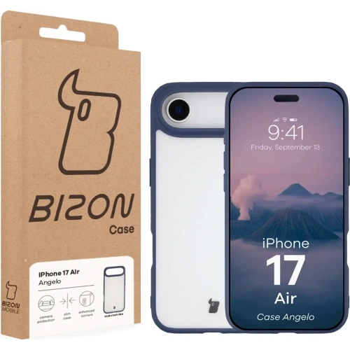 Etui Bizon Case Angelo do Apple iPhone 17 Air półprzezroczyste z granatową ramką