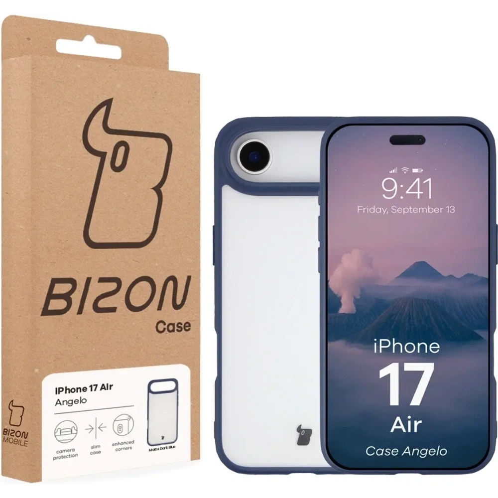 Etui Bizon Case Angelo do Apple iPhone Air półprzezroczyste z granatową ramką