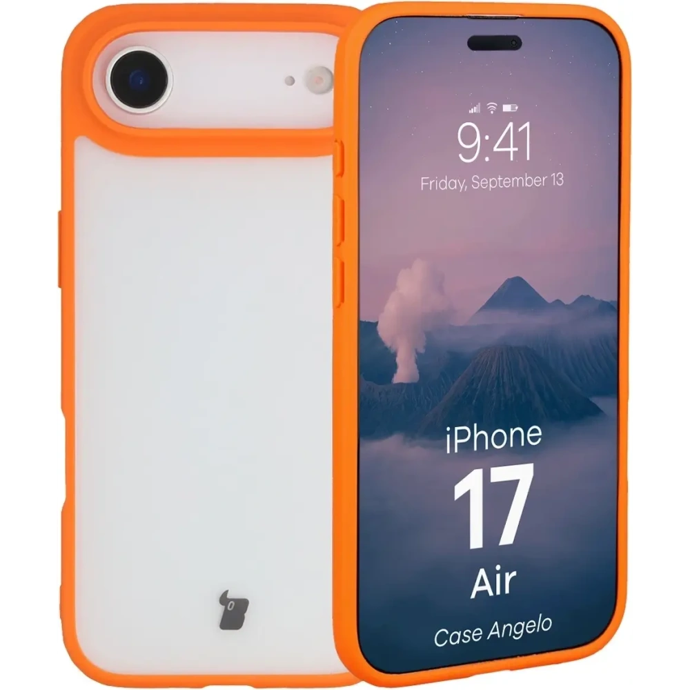 Etui Bizon Case Angelo do Apple iPhone Air półprzezroczyste z pomarańczową ramką