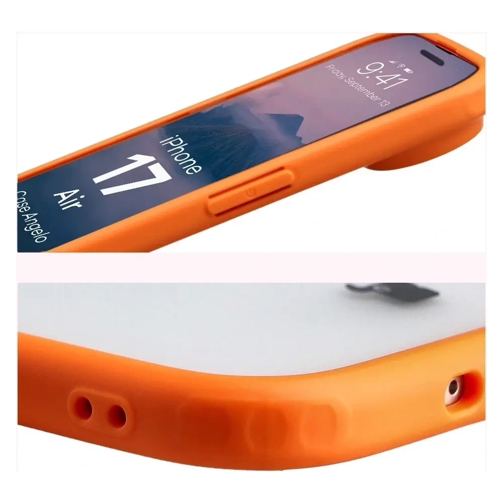 Etui Bizon Case Angelo do Apple iPhone Air półprzezroczyste z pomarańczową ramką