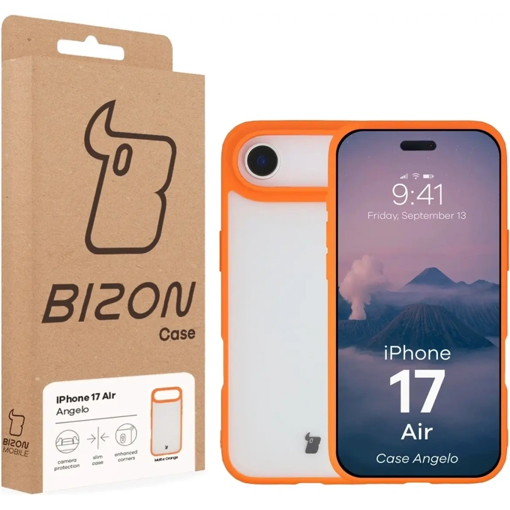 Etui Bizon Case Angelo do Apple iPhone Air półprzezroczyste z pomarańczową ramką