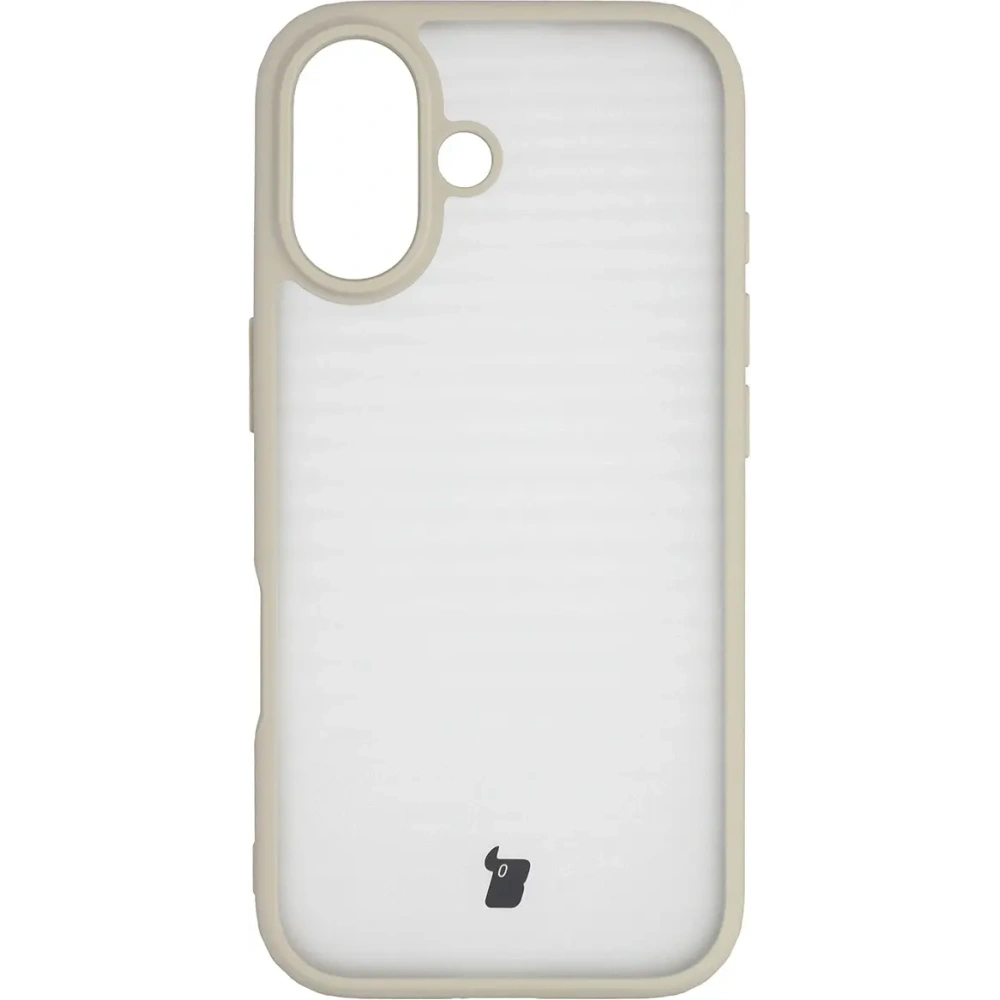 Etui Bizon Case Angelo do Apple iPhone 17 półprzezroczyste z beżową ramką