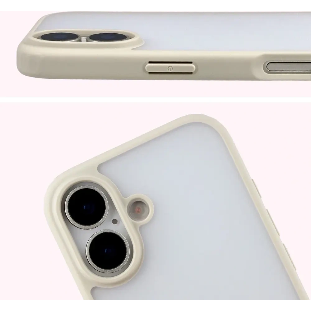 Etui Bizon Case Angelo do Apple iPhone 17 półprzezroczyste z beżową ramką